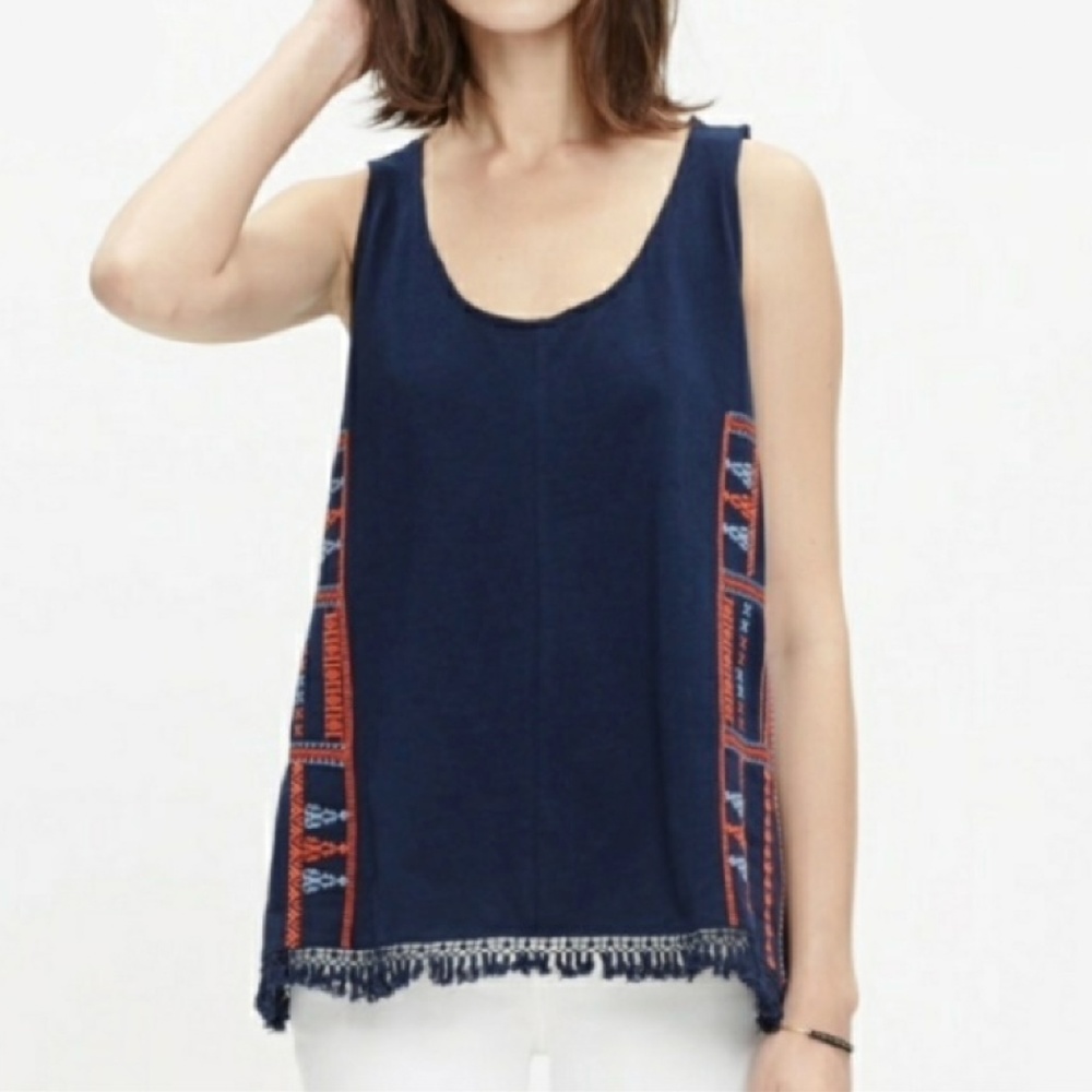 Madewell Boho Embroidered Fringe Tank